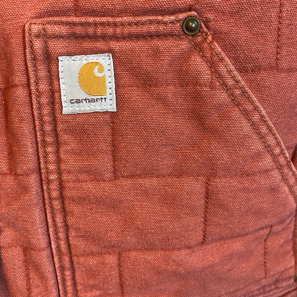 RARE Vintage Carhartt Womens Jacket Small Lined Quilted Sandstone Brick Red - Picture 7 of 9